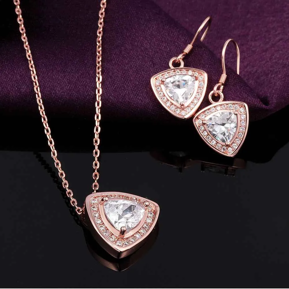 Austrian Crystal jewelry sets crystal Triangle star necklace earrings Elegant SMTPS423 ELY