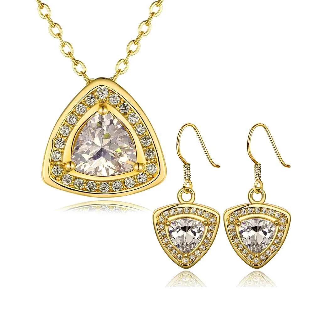 Austrian Crystal jewelry sets crystal Triangle star necklace earrings Elegant SMTPS423 ELY