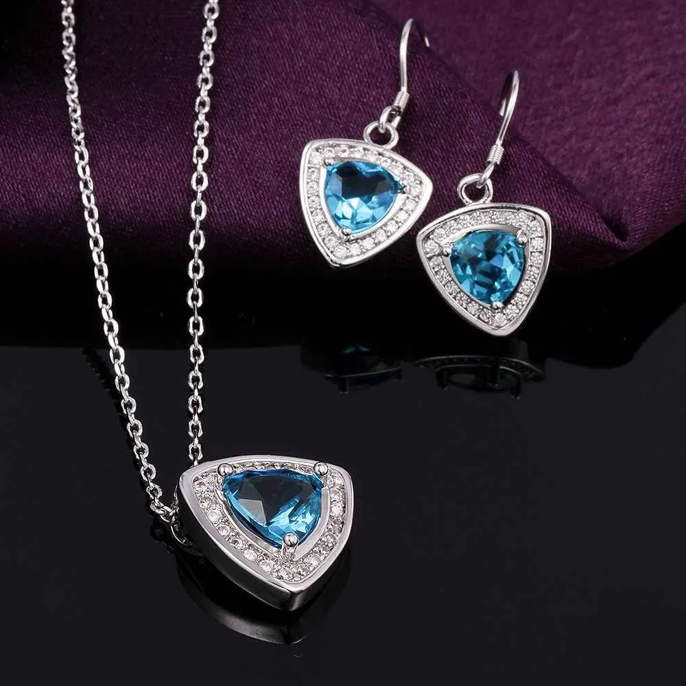 Austrian Crystal jewelry sets crystal Triangle star necklace earrings Elegant SMTPS423 ELY