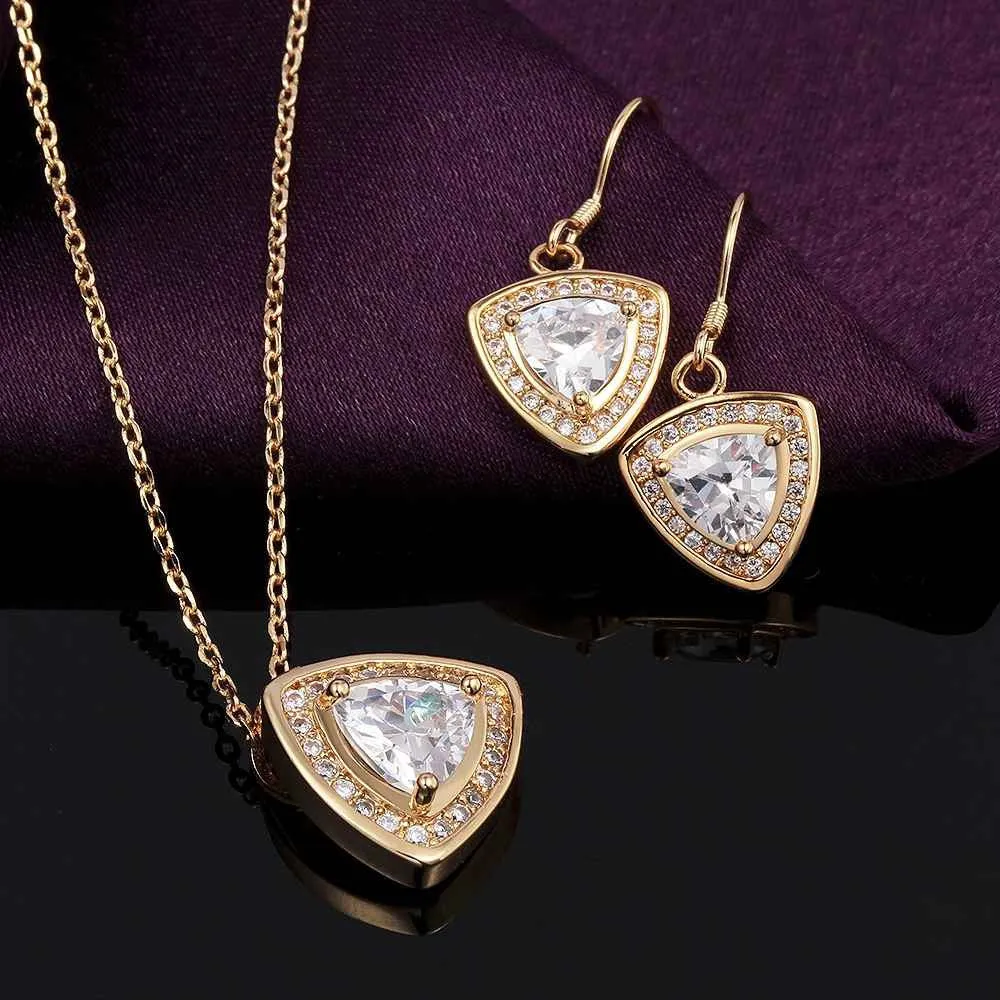 Austrian Crystal jewelry sets crystal Triangle star necklace earrings Elegant SMTPS423 ELY