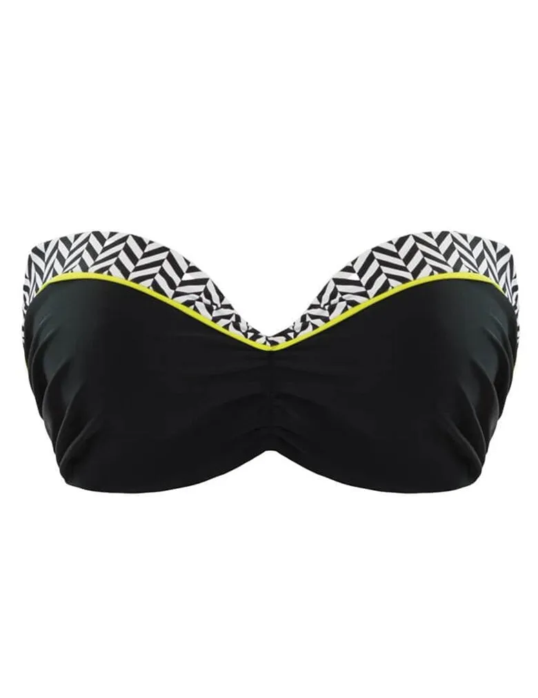 Curvy Kate Hypnotic CS3641 Bandeau Bikini Top Monochrome/Olive Swimwear