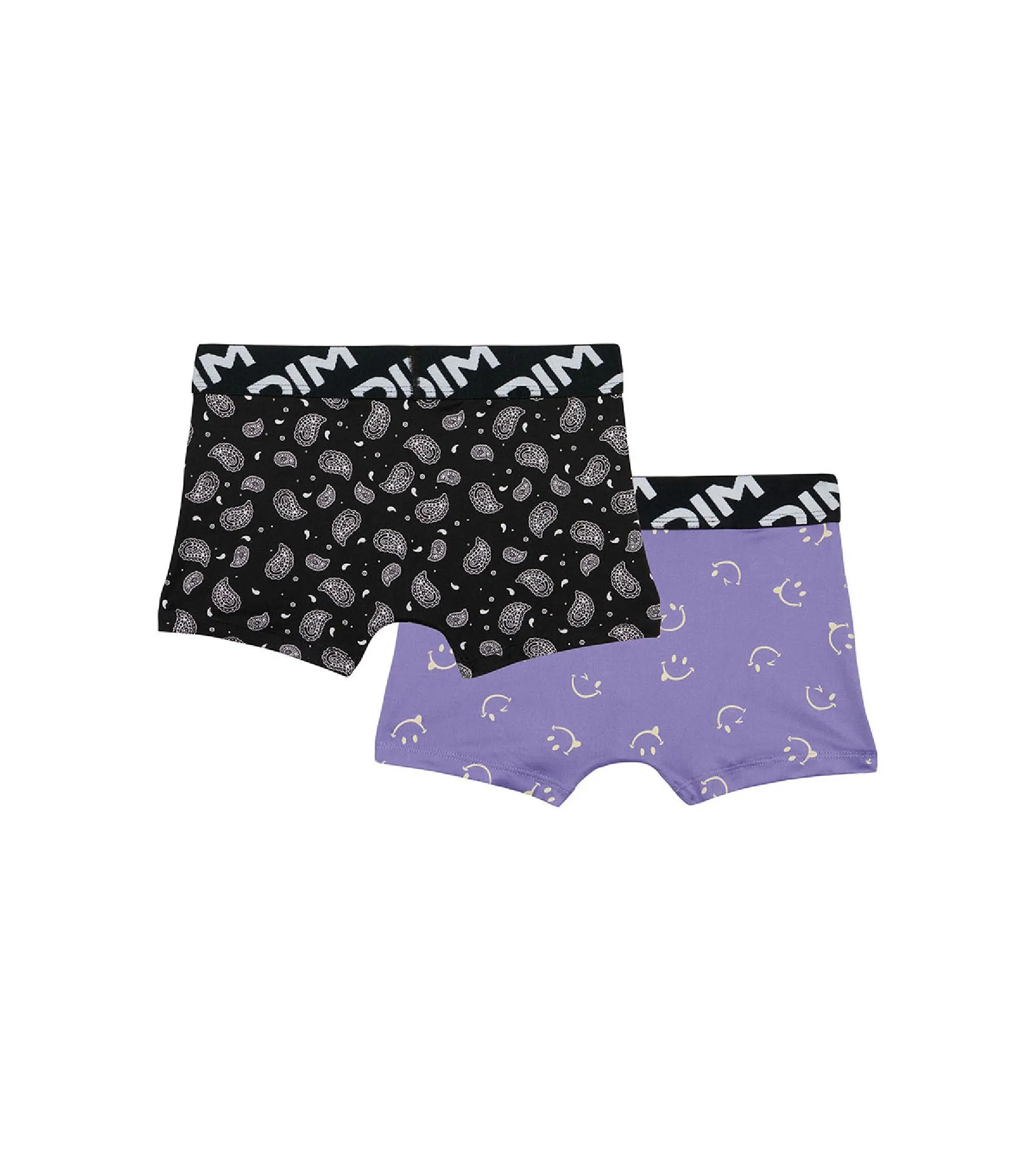 Dim Micro Pack of 2 boys' boxers in recycled microfibre with smiley motif