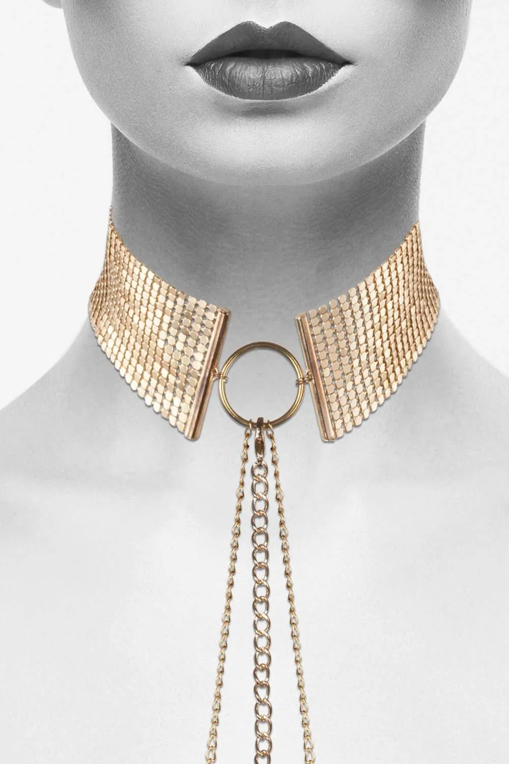 Dsir Mtallique Metallic Mesh Chain Collar Gold