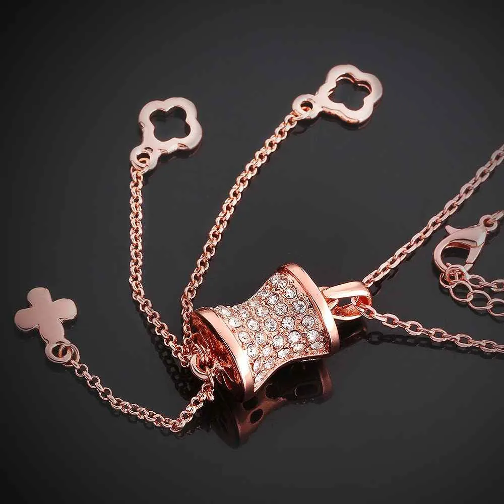 exo 18K Gold Plating statement necklace three line rose golden collares Elegant 95 ELY