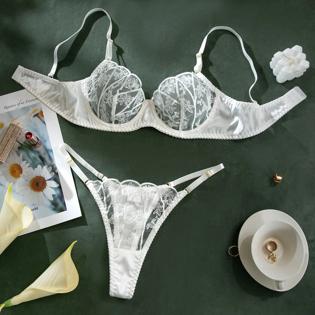 Lingerie Lace Babydoll 2 Piece Sexy Bra and Panty Sets