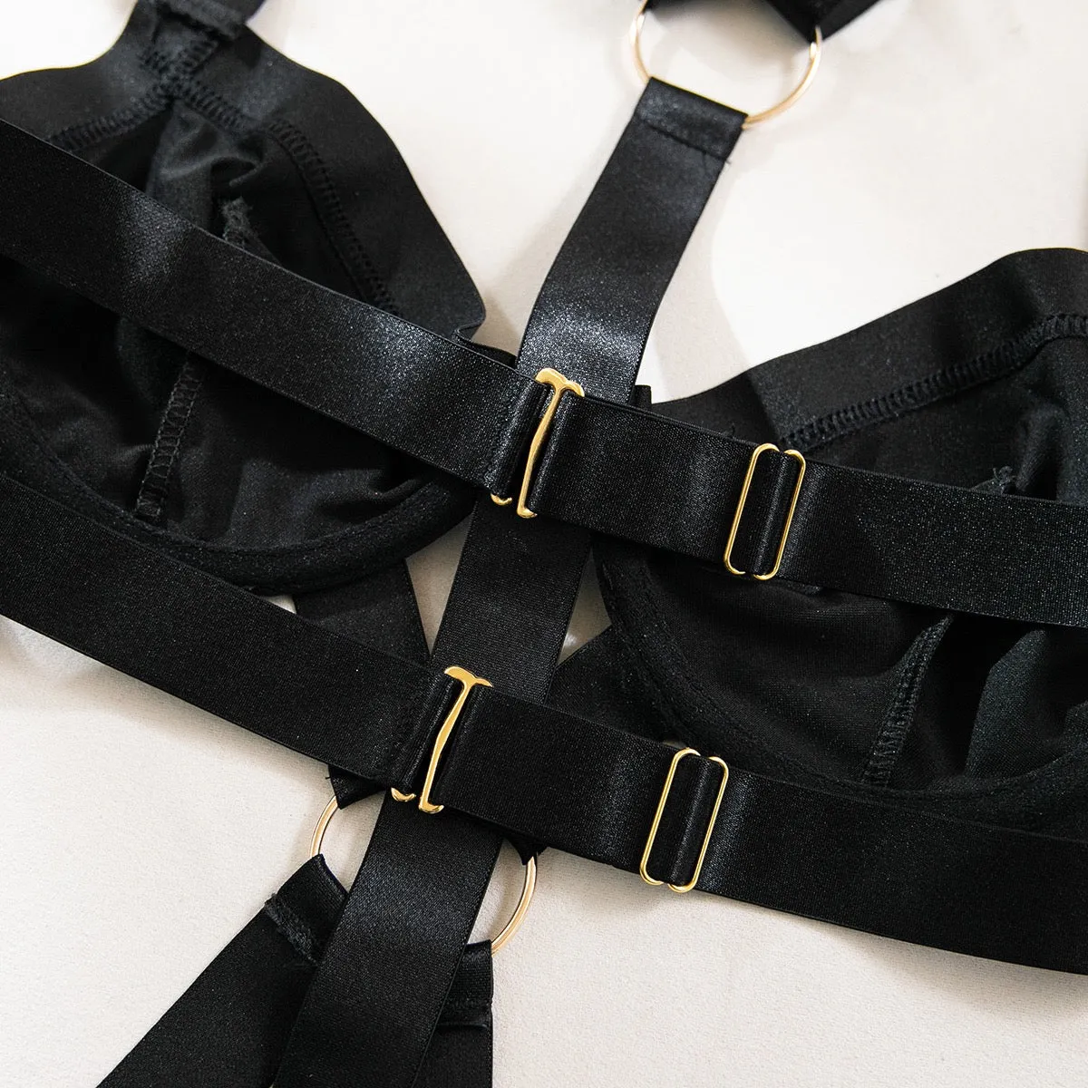 Lingerie Set for Women Sexy Strappy Lingerie Garter with Underwire Push Up Bra