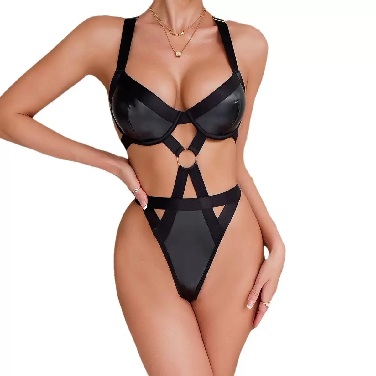 Lingerie Set for Women Sexy Strappy Lingerie Garter with Underwire Push Up Bra