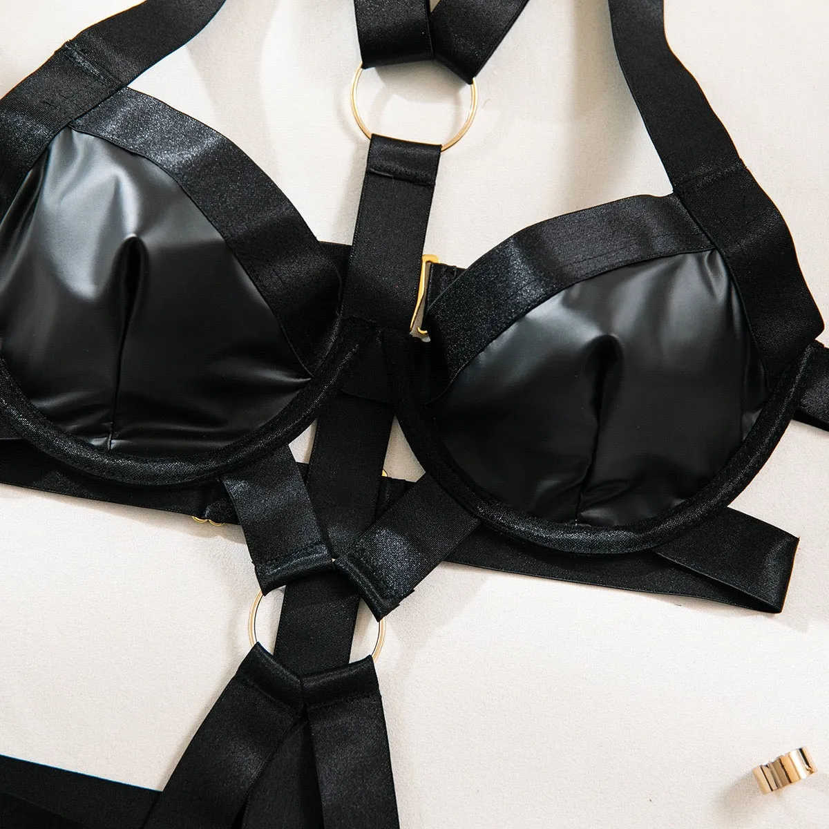 Lingerie Set for Women Sexy Strappy Lingerie Garter with Underwire Push Up Bra