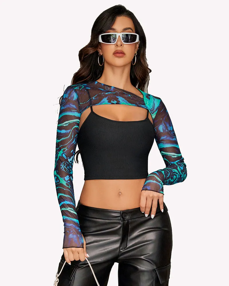 Mesh Crop Top with Cami Top Sets