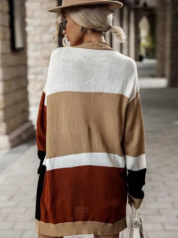 Multicolor Knit Women Cardigan Sweater