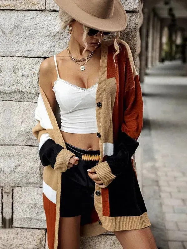 Multicolor Knit Women Cardigan Sweater
