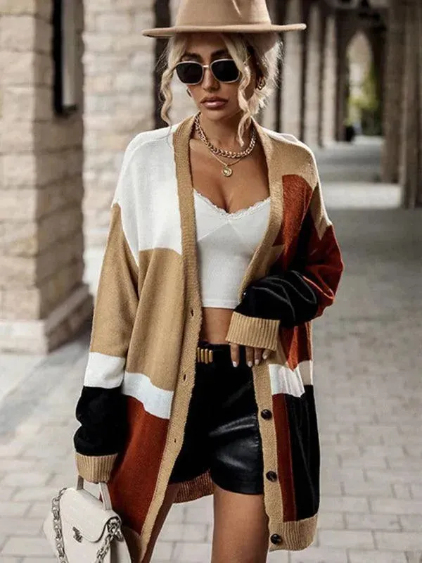 Multicolor Knit Women Cardigan Sweater