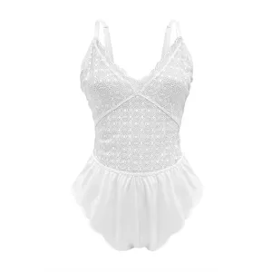 Neely Lace Romper Powder White Medium