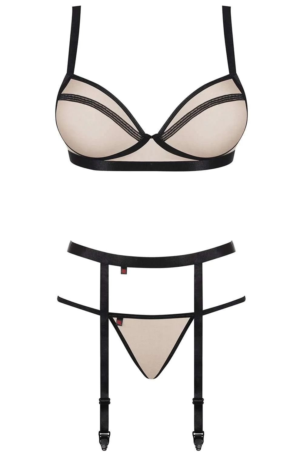 Nudelia Bra. Thong & Garter Belt. Size L-XL (UK 12-14)