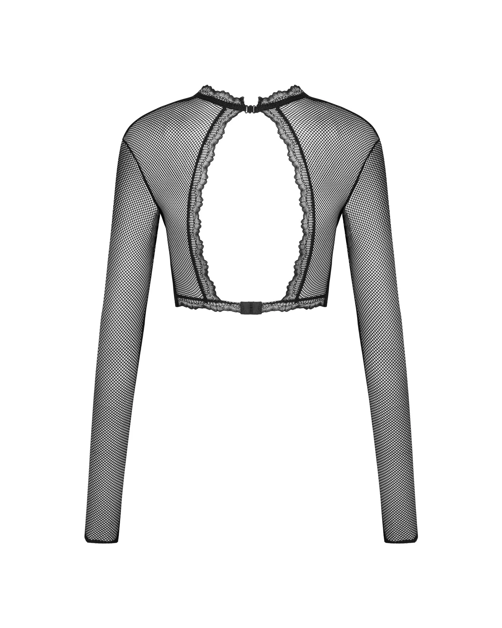 Obsessive Mibelia Long Sleeve Top with Open Cups Black
