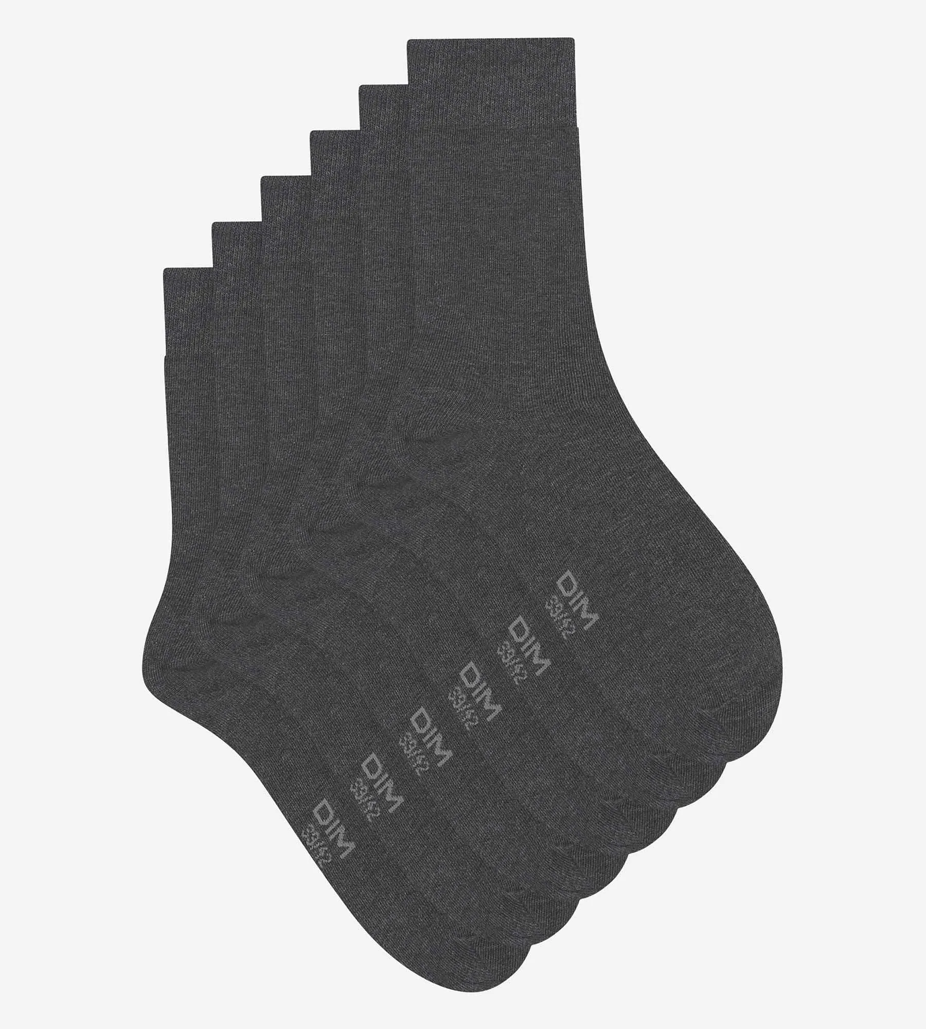 Pack of 3 Pairs of Men's Anthracite Mottled Dim Cotton Socks
