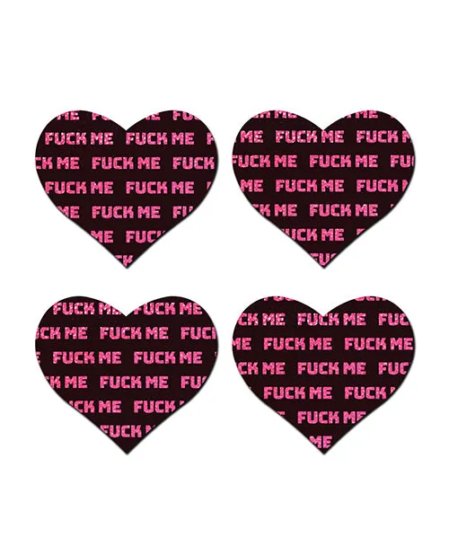 Pastease Petites Fuck Me Hearts - Black/Pink O/S