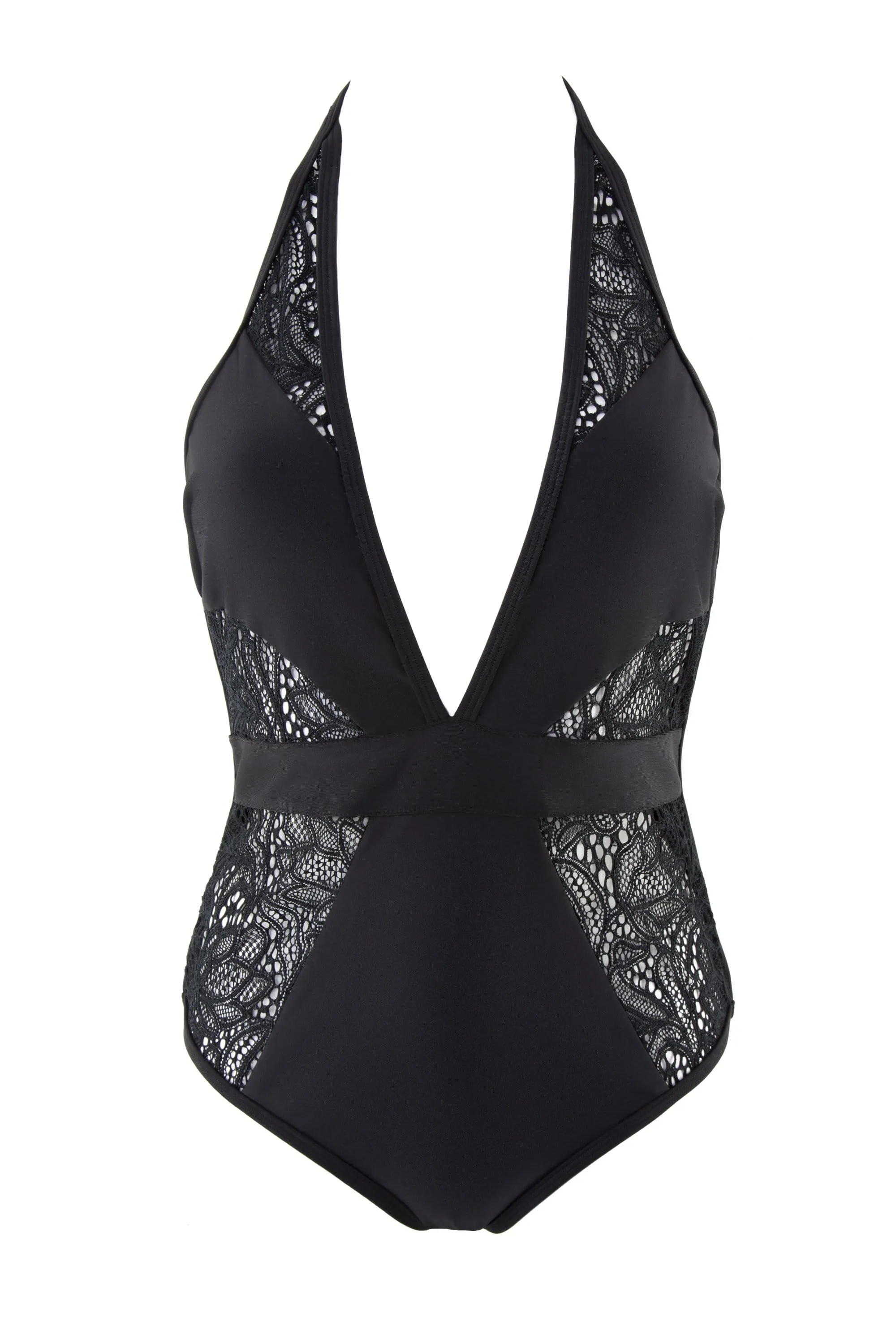 Peek & Beau Black Lace Insert Swimsuit