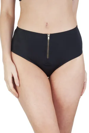 Peek & Beau Mret Black Zip Front High Waist Brief