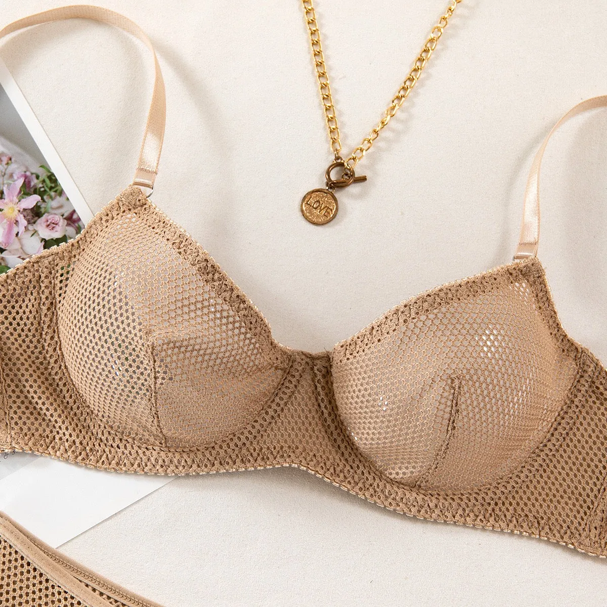 Sexy Mesh Sheer Push Up Lingerie Set