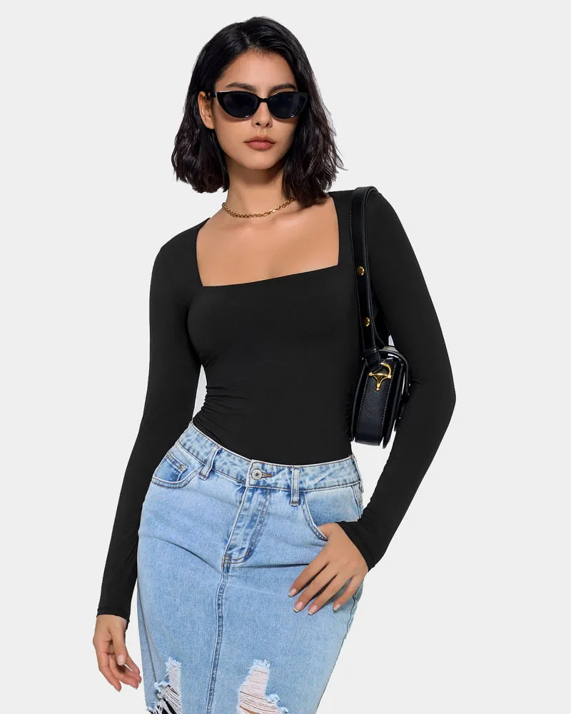 Square Neck Double Lined Shapewear Bodysuit