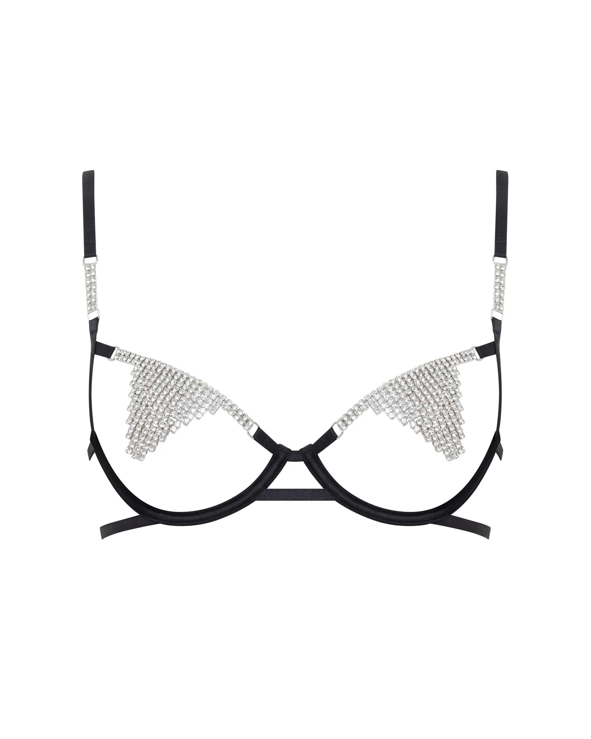 Susu Open Diamante Bra Black
